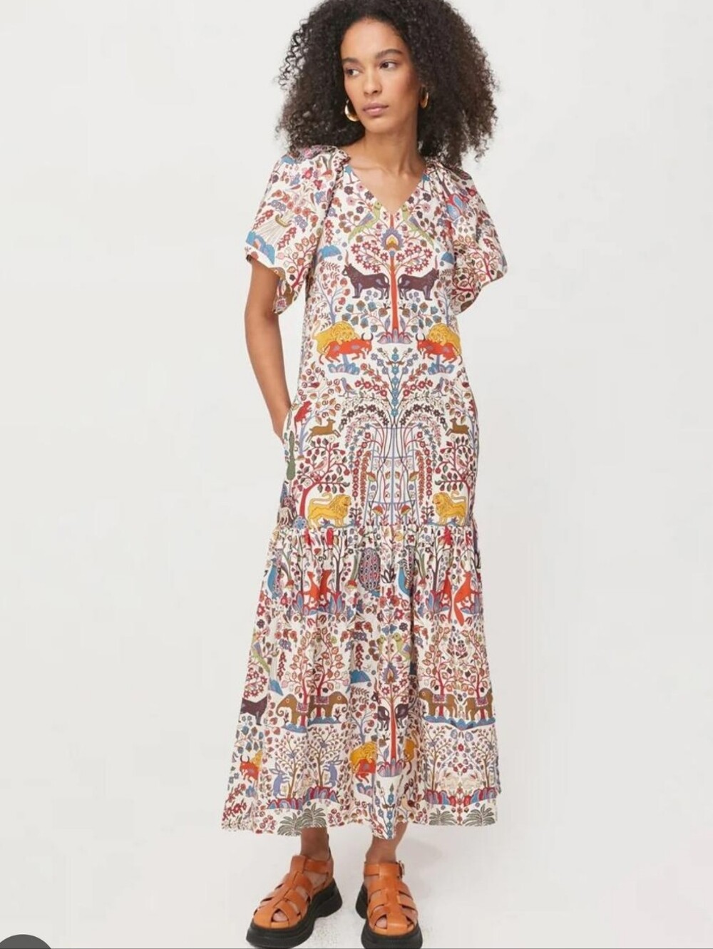 RHODE Multicolor Folk-Print Maxi Dress